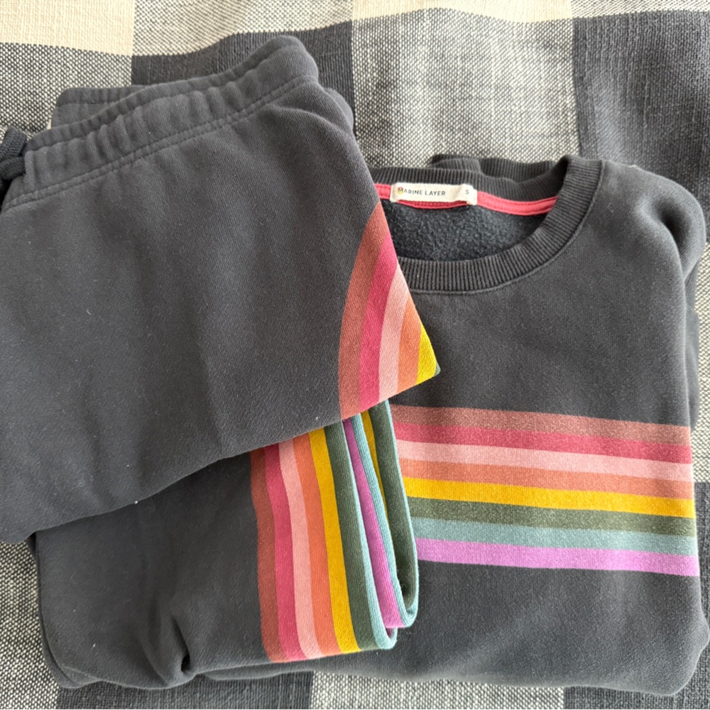 Marine Layer Charcoal Rainbow Sweatsuit